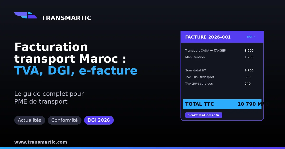 Facturation transport au Maroc en 2026 : TVA, mentions obligatoires et e-facturation