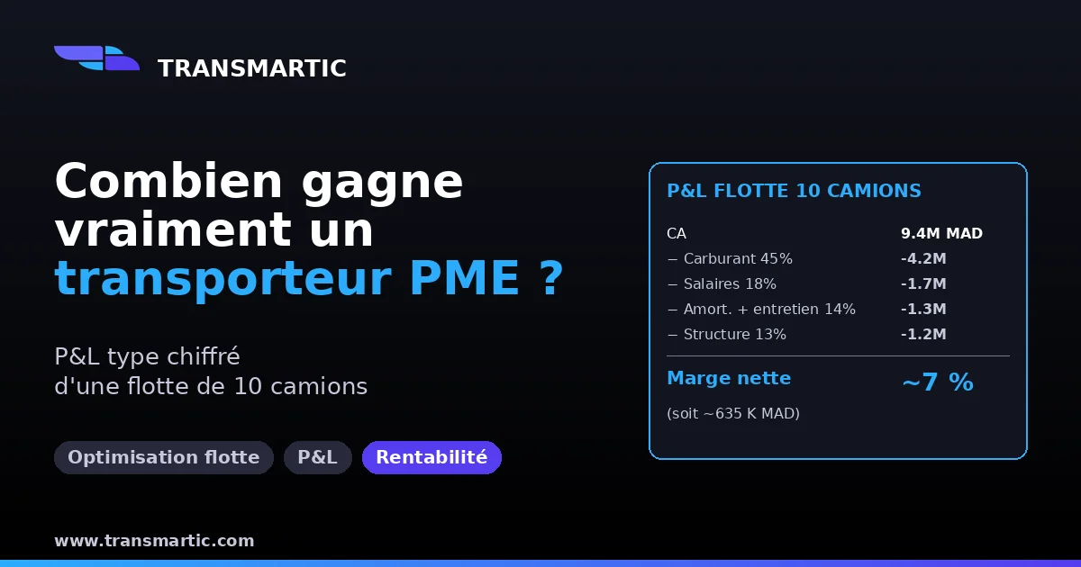 Rentabilité PME transport 10 camions au Maroc : P&L type chiffré (2026)