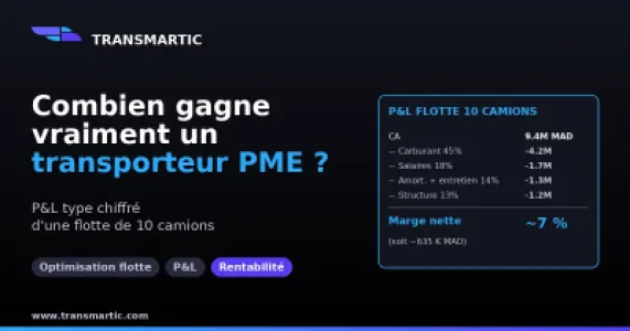Rentabilité PME transport 10 camions au Maroc : P&L type chiffré (2026)